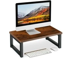 Laikiklis Relaxdays Monitoriaus stovas, 15x40x23 cm, rudas, juodas
