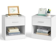 Songmics Naktinis staliukas, 39x27,6x41 cm, balta
