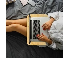 Relaxdays Pilkas nešiojamojo kompiuterio padėklas su bambukiniu paviršiumi