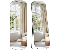 Songmics Viso ilgio veidrodis su apvaliais kampais 160 x 50 cm rašalas juodas