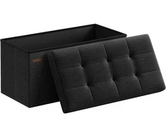 Songmics Sulankstomas 76 cm suolas su daiktadėže, juodas