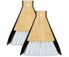 Kodustaar 2 x Mini šiukšlių semtuvėlis ir šepetys balta/juoda
