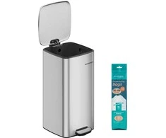 Songmics 30 litrų talpos plieninė šiukšliadėžė metallic sidabrinis