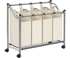 Songmics Skalbinių dėžė 4 x 35 L Smėlio spalvos