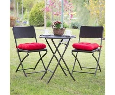 Lauko baldų komplektas Relaxdays Sodo baldų komplektas, 3 dalių, 60x75.5 cm, juoda