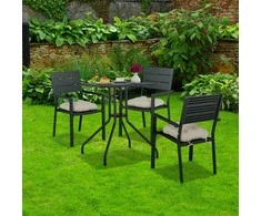 Relaxdays Sodo stalas, 75x61x61 cm, juodas
