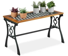Relaxdays Sodo stalas, 98x47x58 cm, juodas