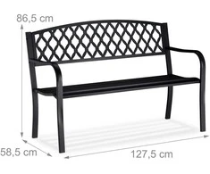 Relaxdays Metalinis sodo suoliukas su pintu dizainu