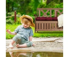 Relaxdays Sodo suoliukas su sandėliavimo vieta, medinis, rudas