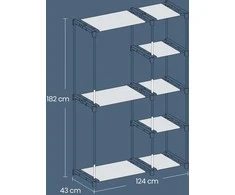 SONGMICS Atvira spinta su drabužių pakabomis 43 x 124 x 182 cm, juoda