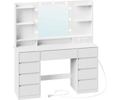 Songmics Kosmetinis staliukas su LED veidrodžiu ir spintelėmis 40 x 107 x 144 cm