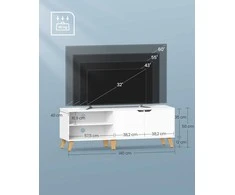 TV staliukas Songmics Vasagle TV spintelė su 2 durelėmis 40 x 140 x 50 cm balta