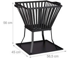 Relaxdays Ugnies dubuo, 56x56.5x45 cm, juoda