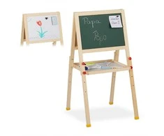 Relaxdays Vaikų stovimas kreidos ir magnetinė lenta, 77x39x44.5 cm, balta