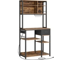 Songmics Vasagle Virtuvės lentyna su lizdais ir medžiaginiu stalčiumi 40 x 80 x 180,4 cm