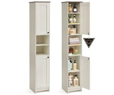 Songmics Vonios spintelė 30x30x170 cm balta mediena