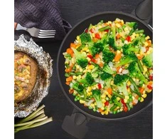 Relaxdays Wok keptuvė su dangčiu 30 cm