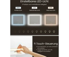 Vasagle makiažo staliukas su LED apšvietimu 110 cm pločio