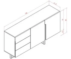Komoda, 180 x 85 x 42 cm, Hudson, smėlio spalvos