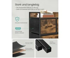 Songmics Komoda su 5 medžiaginiais stalčiais vintage ruda-rožinė juoda