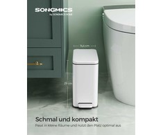 Songmics Kosmetinis 5 litrų talpos kibirėlis su dangčiu baltas