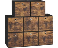 „Songmics“ laikymo dėžės, sulankstomos dėžės, audinių dėžės, komplektas 6 vnt, atviras dizainas, drabužiams, žaislams, pluoštui