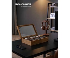 SONGMICS laikrodžių dėžutė iš paulovnijos medienos 12 skyrių su stiklo dangčiu 0194343045580
