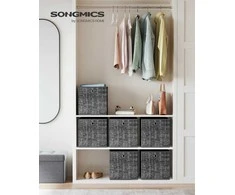 Songmics Dėžutė 33 cm, 6 vnt., juoda, dėmėta