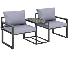 Lauko baldų komplektas Aosom Balkono baldų komplektas 63x64x63 cm Pilka Plienas