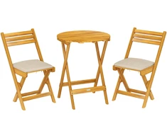 Lauko baldų komplektas Aosom Balkono baldų komplektas 3 dalių 60x75 cm natūrali mediena