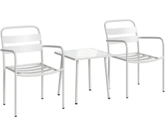 Lauko baldų komplektas Aosom Bistro komplektas 55x58x82 cm Baltas metalas