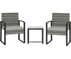 Lauko baldų komplektas Aosom Bistro komplektas, 3 dalių sodo baldų komplektas, 55x58x76 cm, šviesiai pilka, ratanas