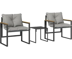 Lauko baldų komplektas Aosom Bistro komplektas 3 dalių sodo komplektas 64x62x68 cm pilkas metalinis rėmas