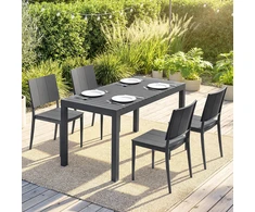 Lauko baldų komplektas Aosom Sodo baldų komplektas 5 dalių sėdimų vietų grupė 141,5x70,5x74,5 cm tamsiai pilkas metalas