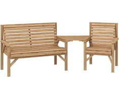 Lauko baldų komplektas Aosom Sodo baldų komplektas 3 dalių balkono komplektas 121x65x90 cm natūrali mediena