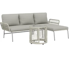 Lauko baldų komplektas Aosom Sodo baldų komplektas 3 dalių poilsio komplektas su gultu ir dviviete sofa, šviesiai pilka, metalas