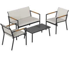Lauko baldų komplektas Aosom Sodo baldų komplektas, poilsio komplektas, 106x70,5x77 cm, kreminė balta, metalas
