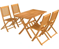 Lauko baldų komplektas Aosom Sodo baldų komplektas 5 dalių, sulankstomas, akacijos mediena, 120x70x75 cm, natūrali, lamelių dizainas