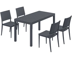 Lauko baldų komplektas Aosom Sodo baldų komplektas 5 dalių sėdimų vietų grupė 141,5x70,5x74,5 cm tamsiai pilkas metalas