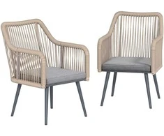 Aosom Sodo kėdžių komplektas 54x65x80 cm šviesiai pilkas metalinis rėmas