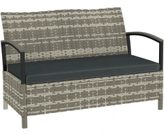 Lauko baldų komplektas Aosom Sodo suoliukas su daiktadėže 123x70x82 cm Tamsiai pilkas rotangas