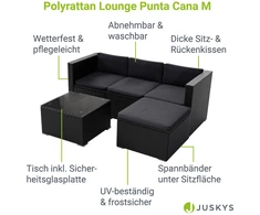 Lauko baldų komplektas Juskys Poilsio komplektas Homestar Punta Cana M Sofa 178x69x65 cm juoda/tamsiai pilka