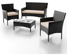 Lauko baldų komplektas Juskys Sodo baldų komplektas Homestar Fort Myers 4 dalių juoda/kremiškai balta
