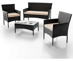 Lauko baldų komplektas Juskys Sodo baldų komplektas Homestar Fort Myers 4 dalių juoda/kremiškai balta