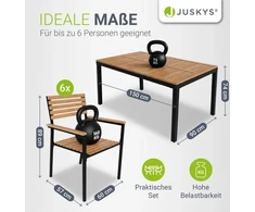 Lauko baldų komplektas Juskys Sodo baldų komplektas Rhodos, 7 dalių su stalu ir 6 kėdėmis, akacijos mediena