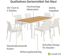 Lauko baldų komplektas Juskys Sodo baldų komplektas Maui 7 dalių Stalas 180x90x76 cm Smėlio/rudos spalvos