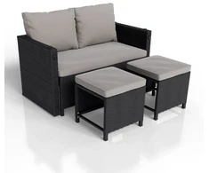 Lauko baldų komplektas Juskys Sodo baldų komplektas Jamaika 2-in-1 juoda/pilka
