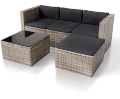 Lauko baldų komplektas Juskys Sodo poilsio komplektas Punta Cana M 3 vietų sofa 178x69x65 cm juoda/pilka