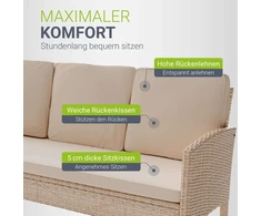 Lauko baldų komplektas Juskys Sodo poilsio komplektas Turin 7 vietų kreminės/smėlio spalvos