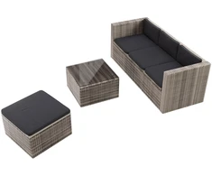 Lauko baldų komplektas Juskys Sodo poilsio komplektas Punta Cana M 3 vietų sofa 178x69x65 cm juoda/pilka